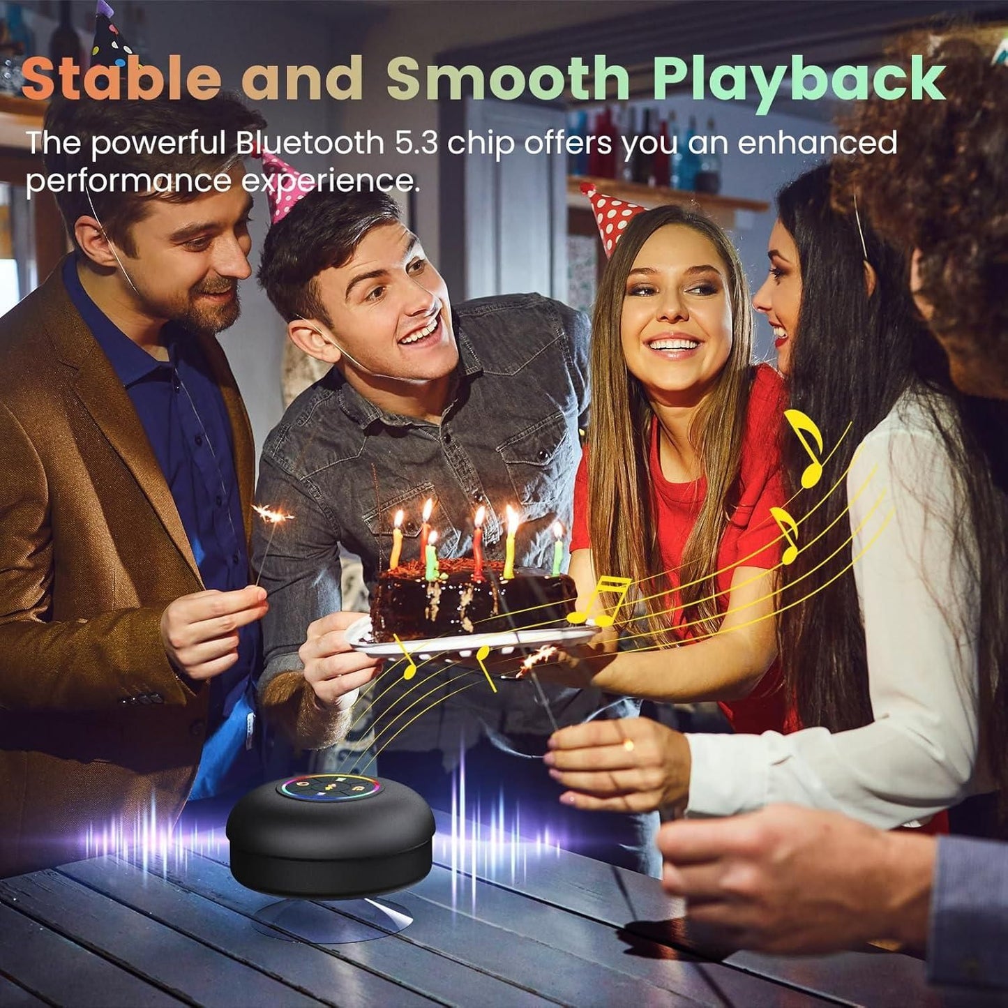 Heavy-Grip Suction Cup Bluetooth Speaker – Shower & Outdoor Ready